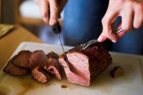 slicing beef
